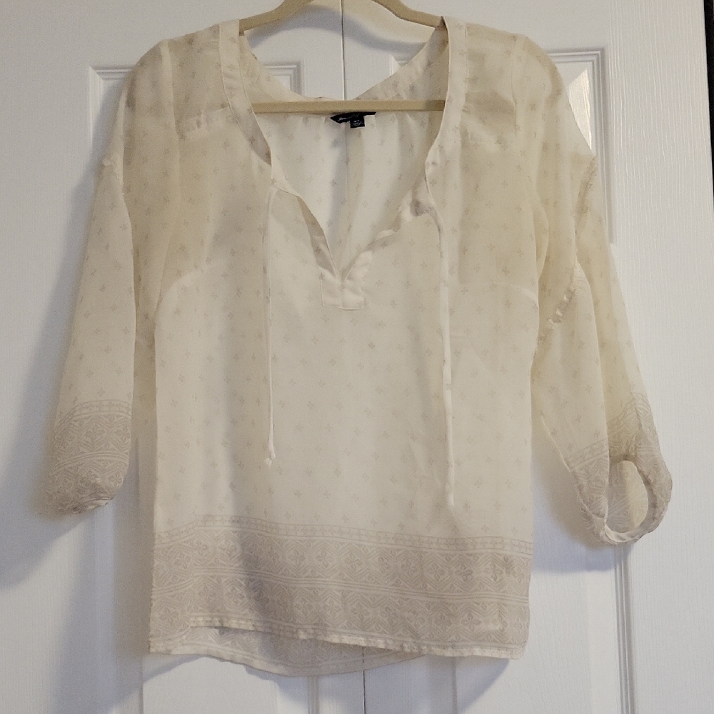 American Eagle Outfitters Beige Sheer Blouse